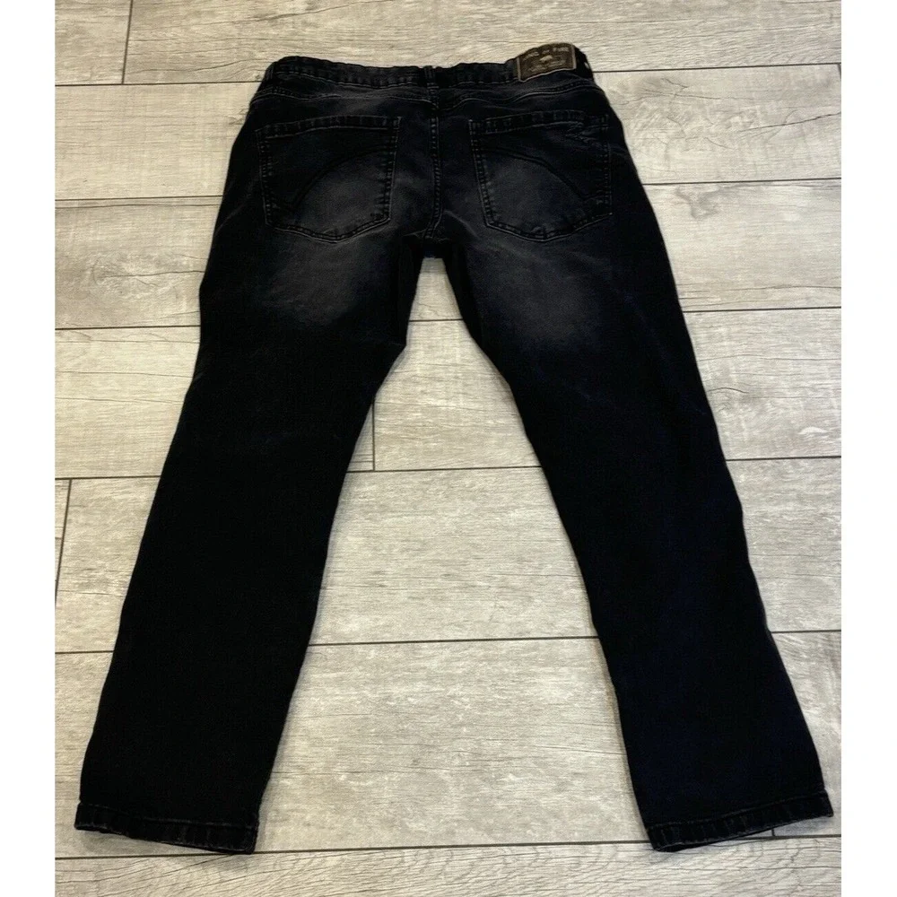 Ring of Fire Mens Black Distressed Straight Stretch Jeans 33x29‎ Mid Rise Grunge
